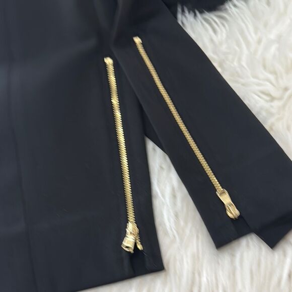 LOFT Stretch Black Track Pants with Gold Zipper Size 10 - Picture 10 of 12
